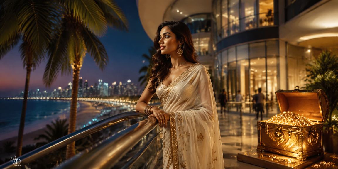 Colorful Indian saree marketplace with bright fabrics and lively sellers